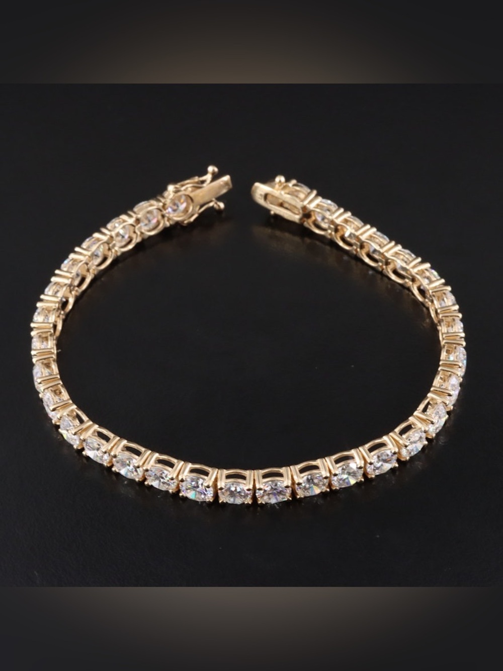 Stunning 16.12 carat tennis bracelet with lab diamonds, 5mm stones 14 kt gold - Picture 14 of 16